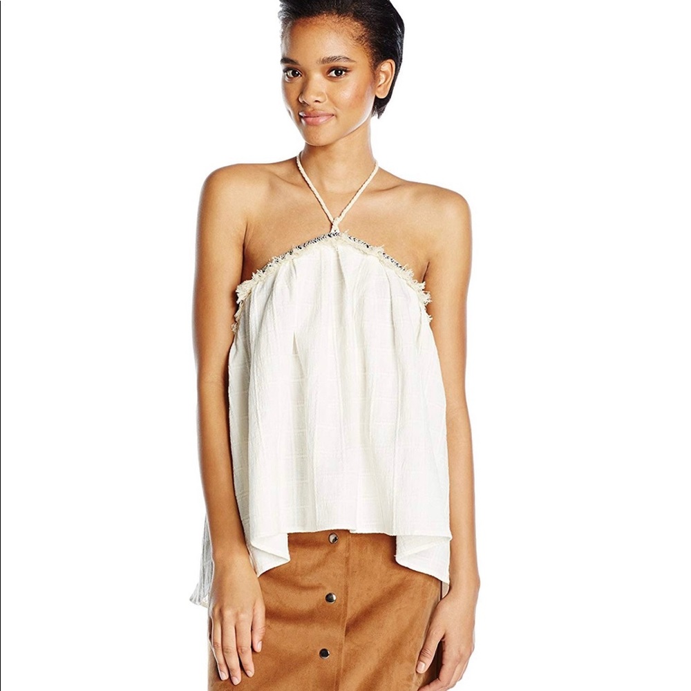 Anthropologie Boho Woven Ivory Top M NEW